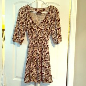 Boutique Black & Cream Dress w/ Retro Print
